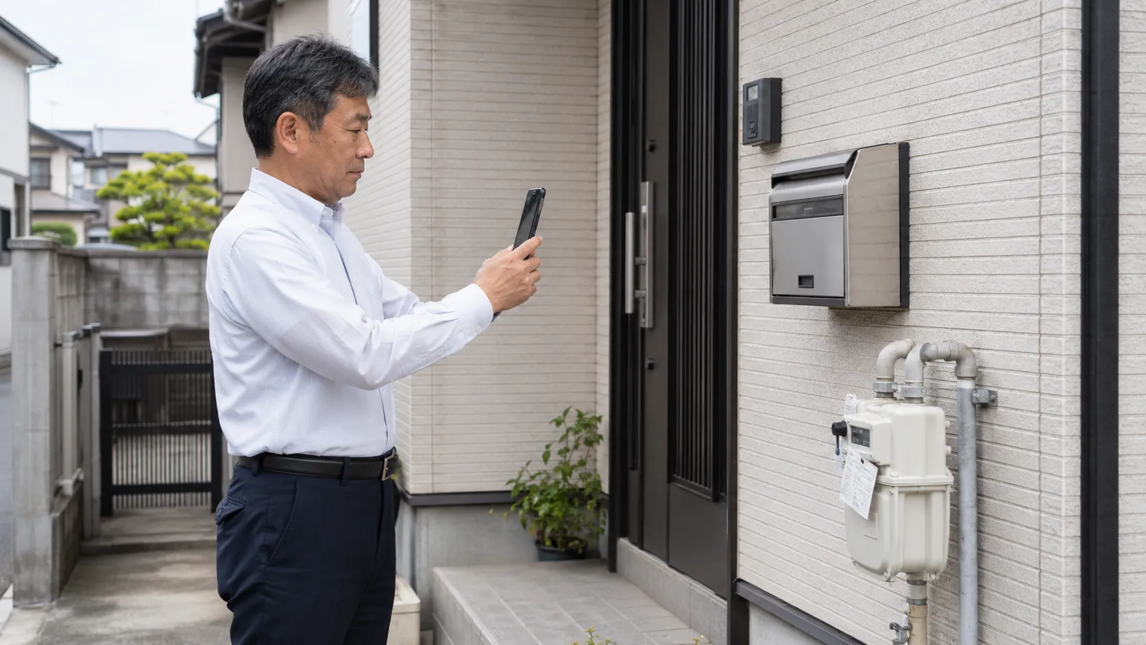 公示送達の現地調査で郵便受けやガスメーターを確認して記録する調査員